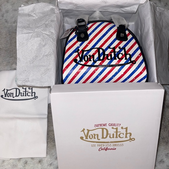 SOLD SOLD SOLD!!! NWT Von Dutch Barbershop Stripe Bowling Bag - Picture 1 of 8